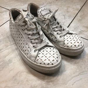 Platform white and rose gold sneakers